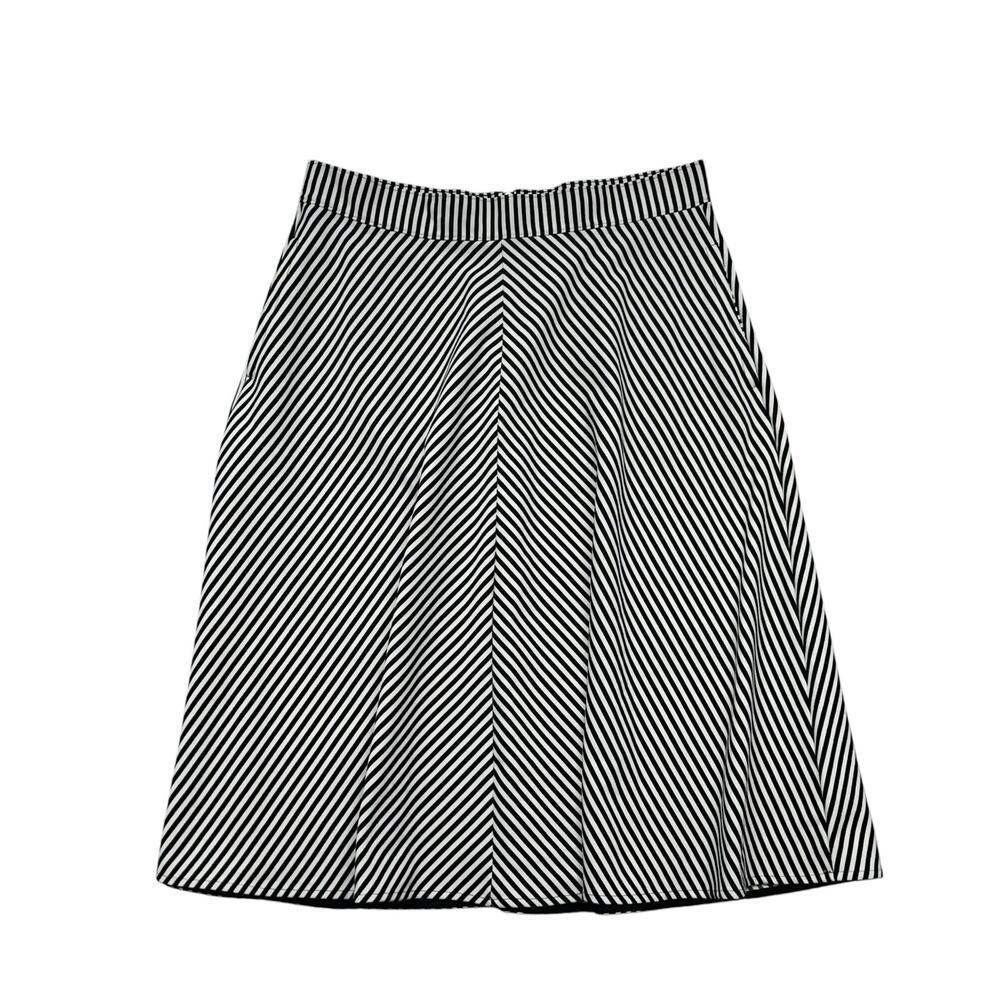 Gap Striped A Line Midi Skirt XL Black White Stretch Whimsygoth Old Money Casual